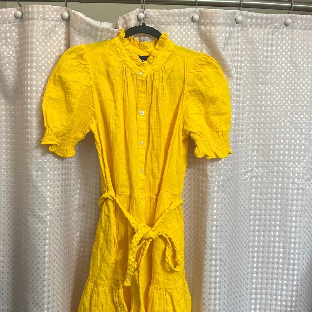Gap new Gauze Crinkle yellow Dress Sz S Tall summer coastal wedding - Picture 5 of 10